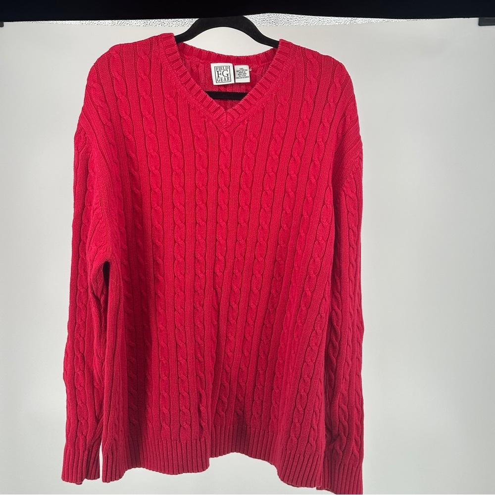Men’s XXL Vintage 100% cotton Red Cable Knit Sweater
